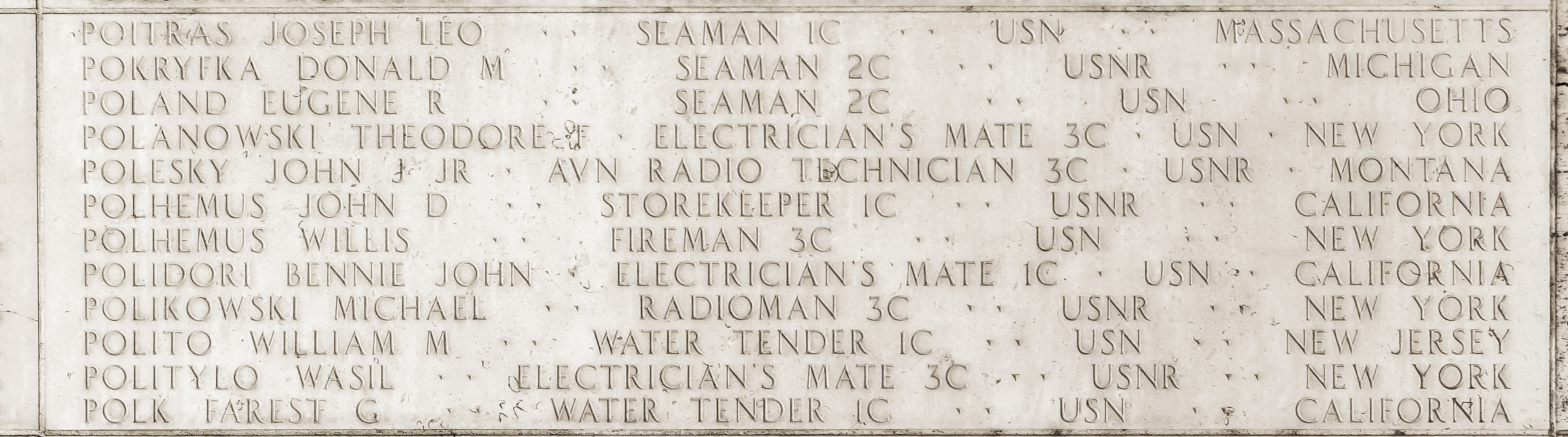 William M. Polito, Water Tender First Class